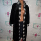 Black Faux Fur Chinchilla Coat Reversible   Long Coat Size XL