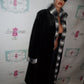 Black Faux Fur Chinchilla Coat Reversible   Long Coat Size XL