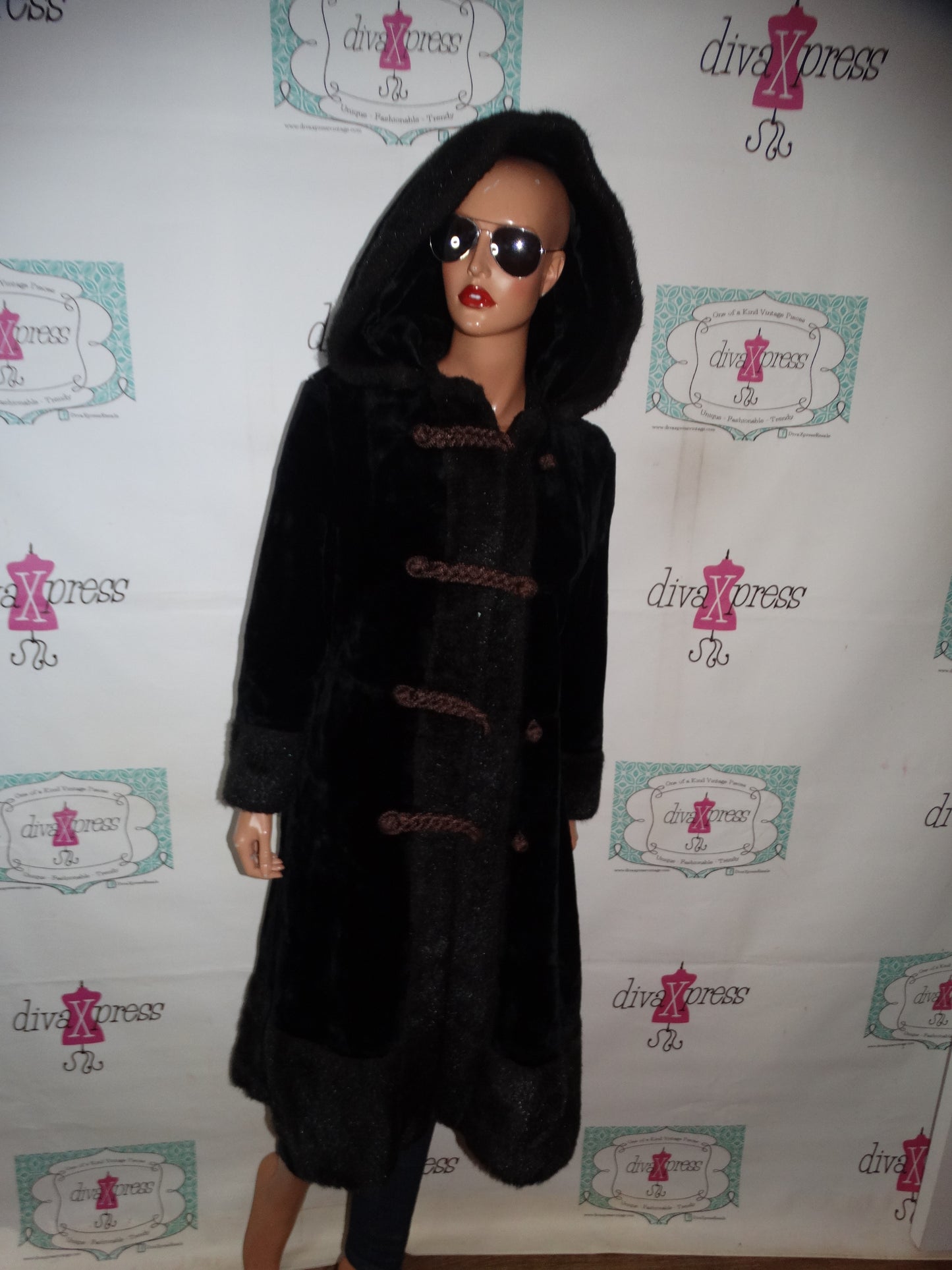 Vintage Rogers Gallo Faux Fur Hooded Coat Size S