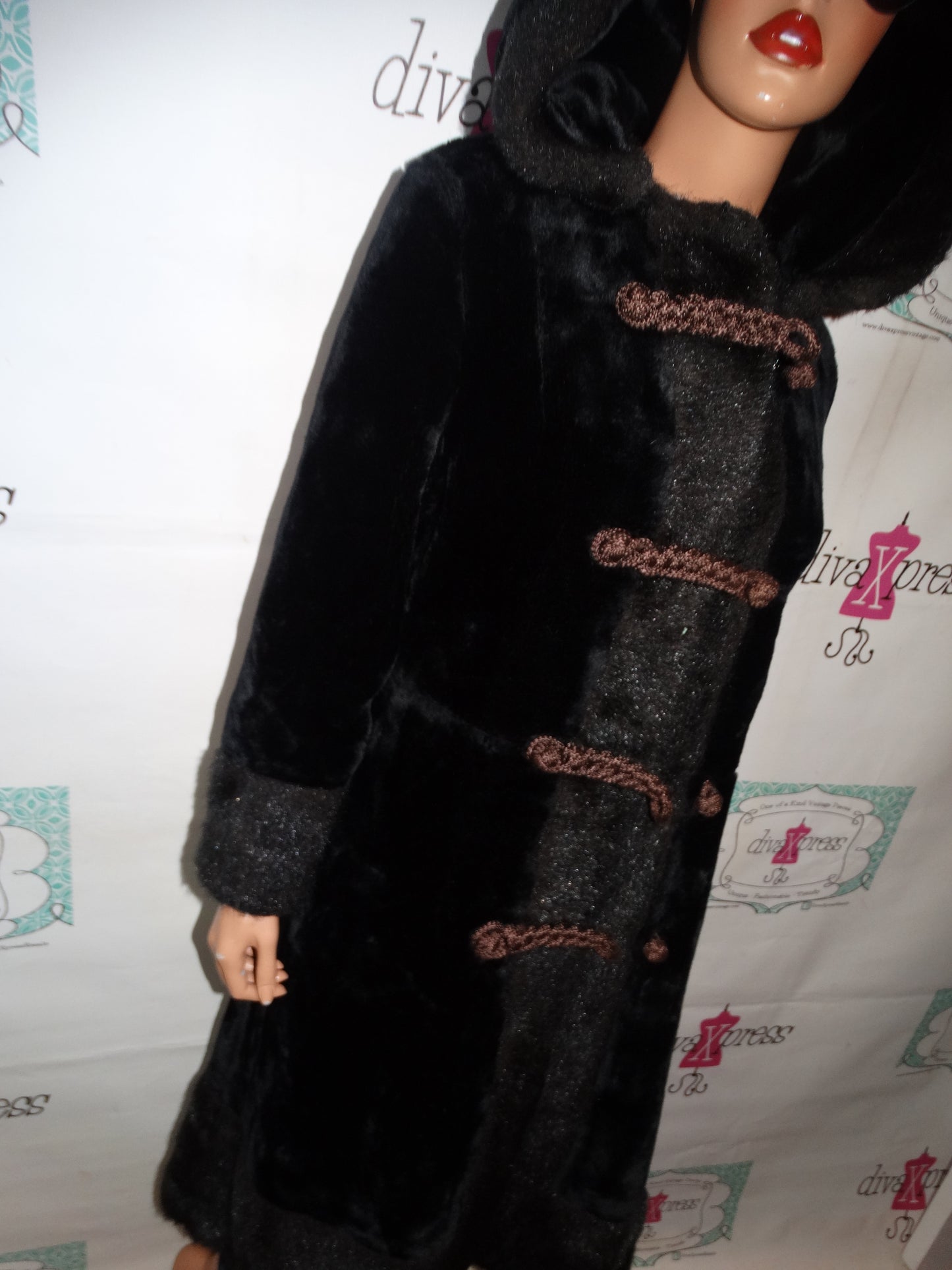 Vintage Rogers Gallo Faux Fur Hooded Coat Size S