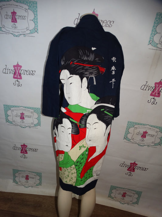 Vintage Blue Chinese Craftan/Throw Size L