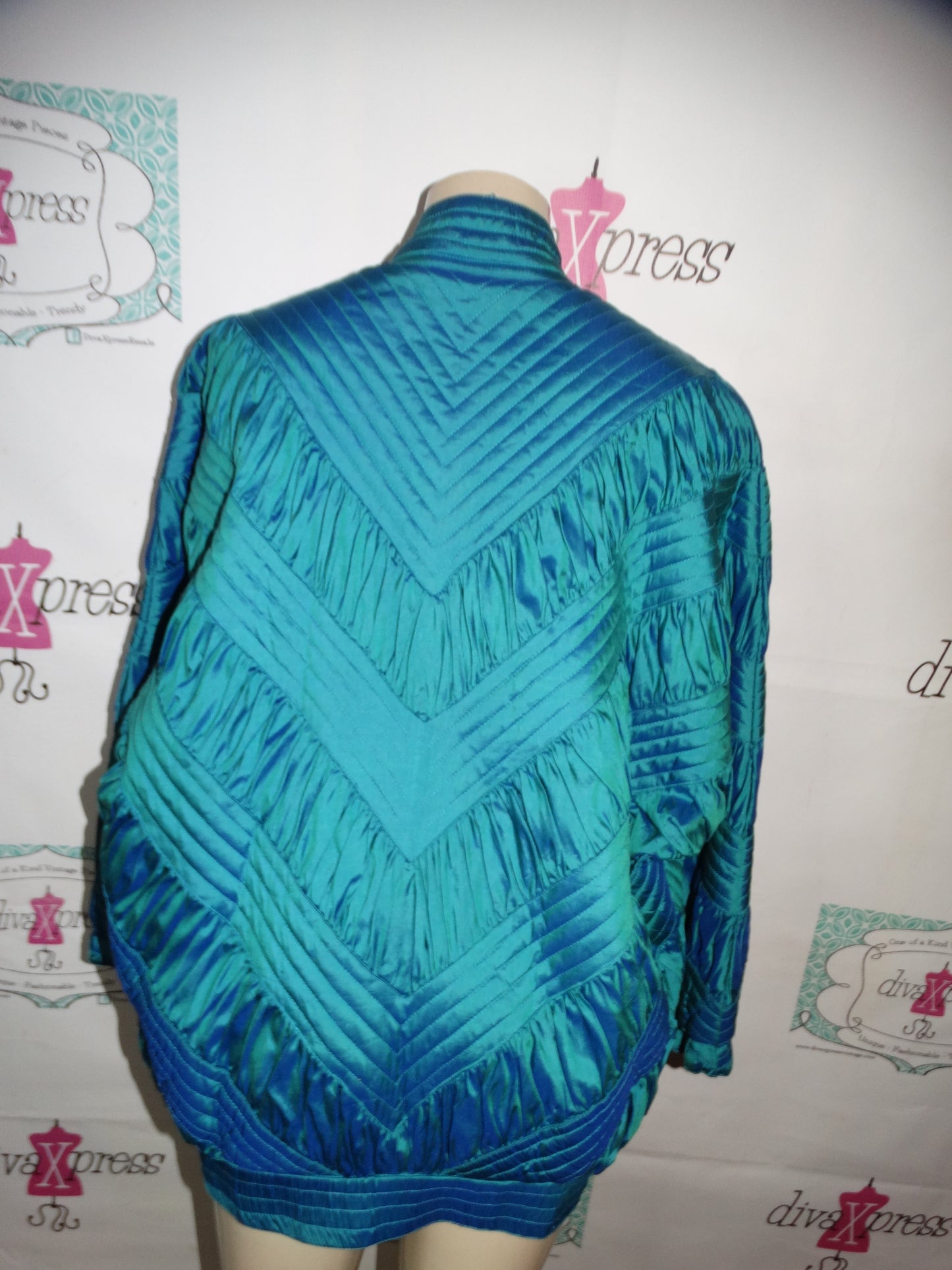 Vintage Thai Silk Green Bomber Jacket Size L