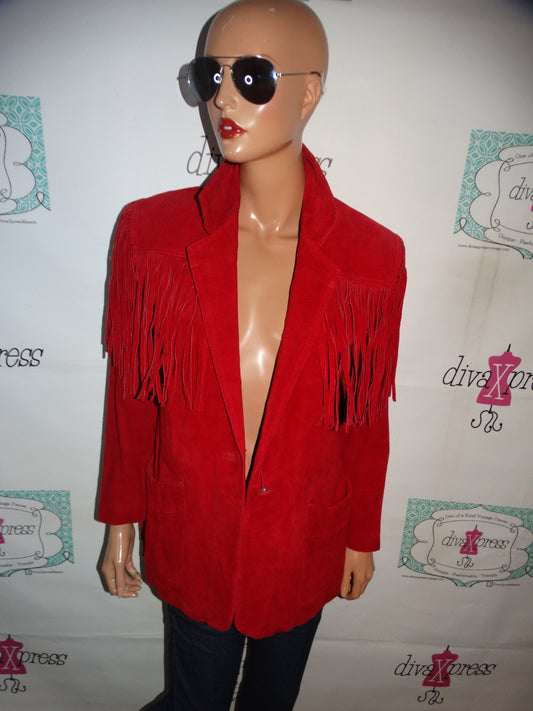 Vintage Northern Style Shingle Red Leather Jacket Size S