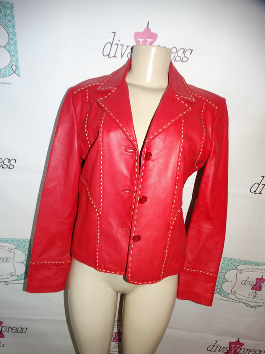 Vintage Red Leather Jacket Size M