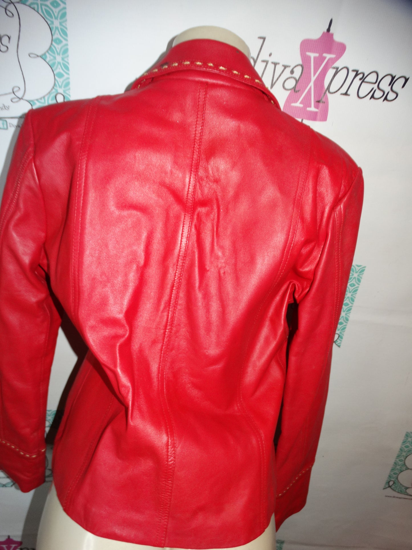 Vintage Red Leather Jacket Size M