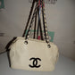 CHANEL White Outdoor Ligne Diamond Stitch Caviar Leather Shoulder Bag