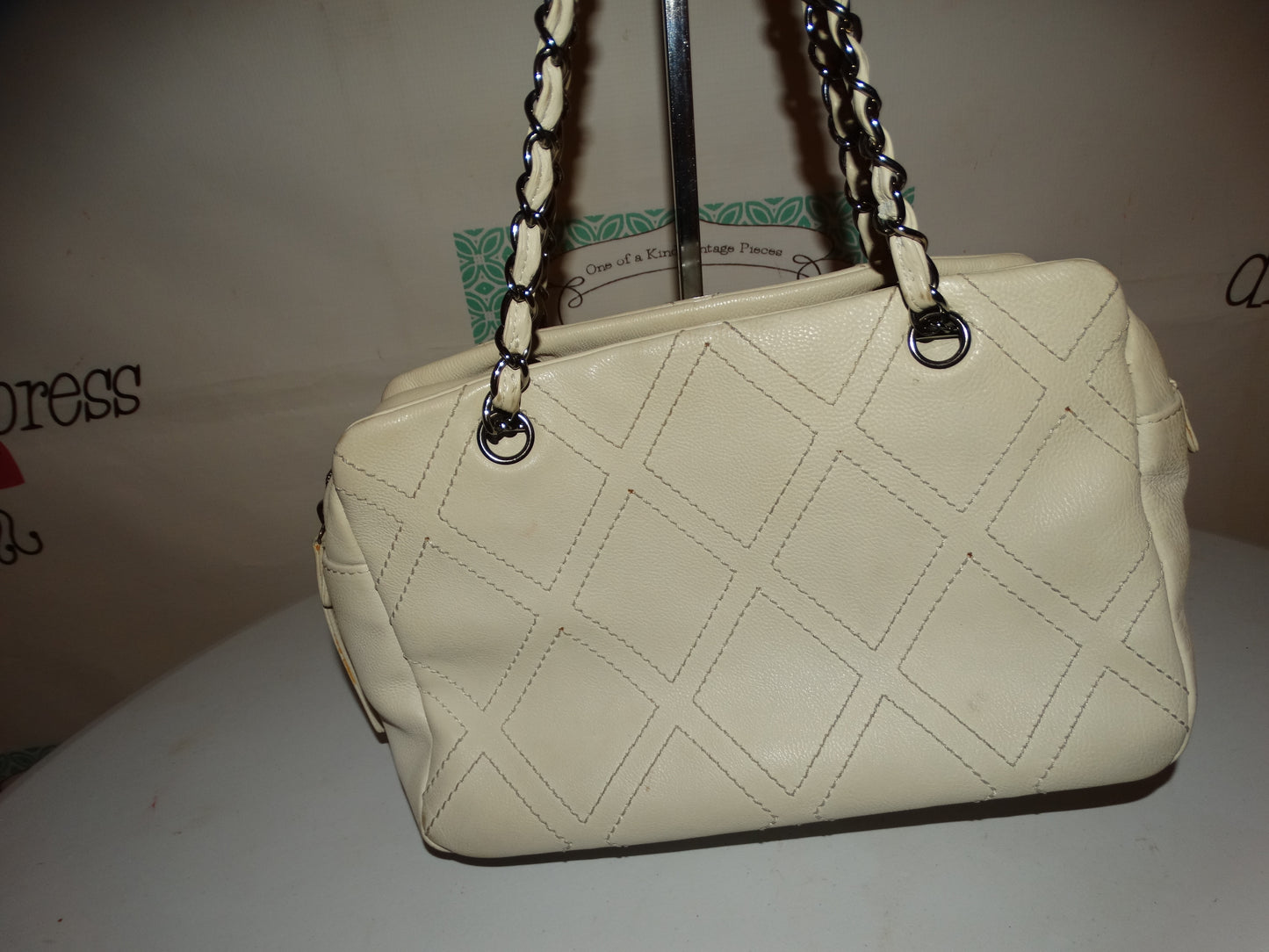 CHANEL White Outdoor Ligne Diamond Stitch Caviar Leather Shoulder Bag