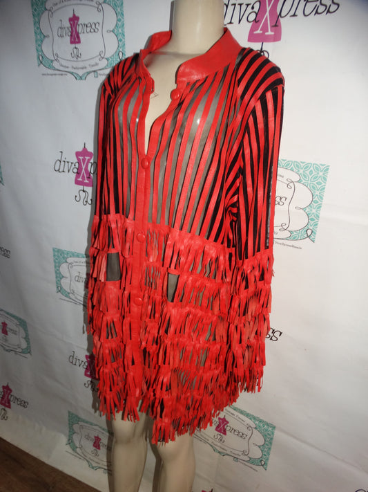 Vintage Bleign Frances Leather Shingle Coral Top Size 3x