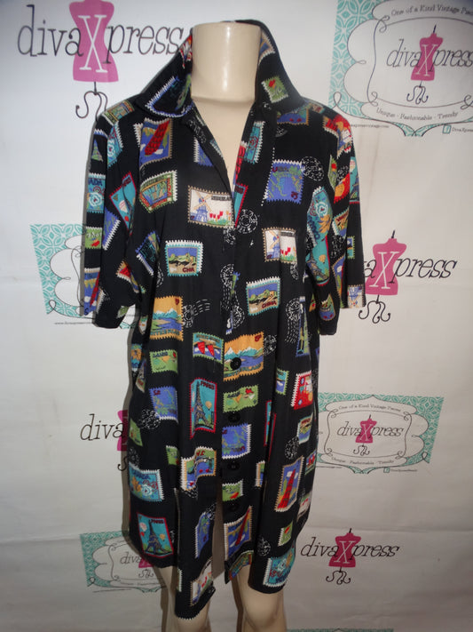 Vintage Mother Black Colorful Top/Dress Size S