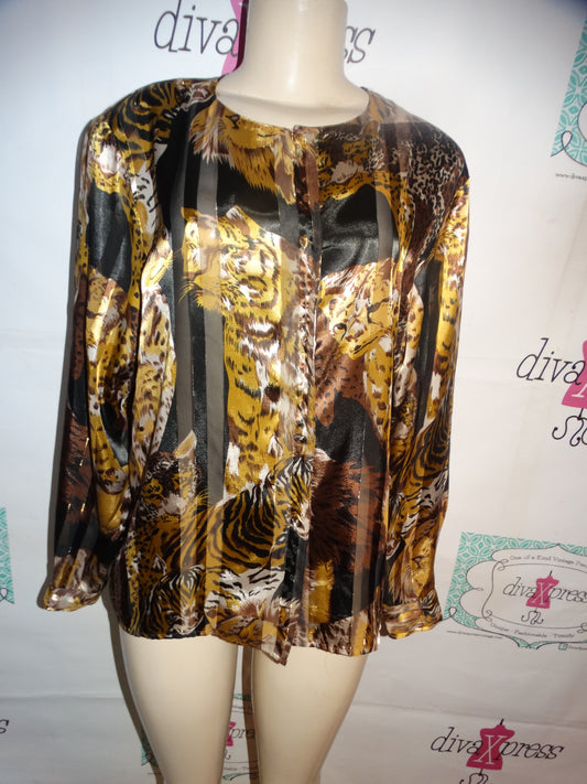 Vintage Martinique Sheer Leopard Blouse Size M