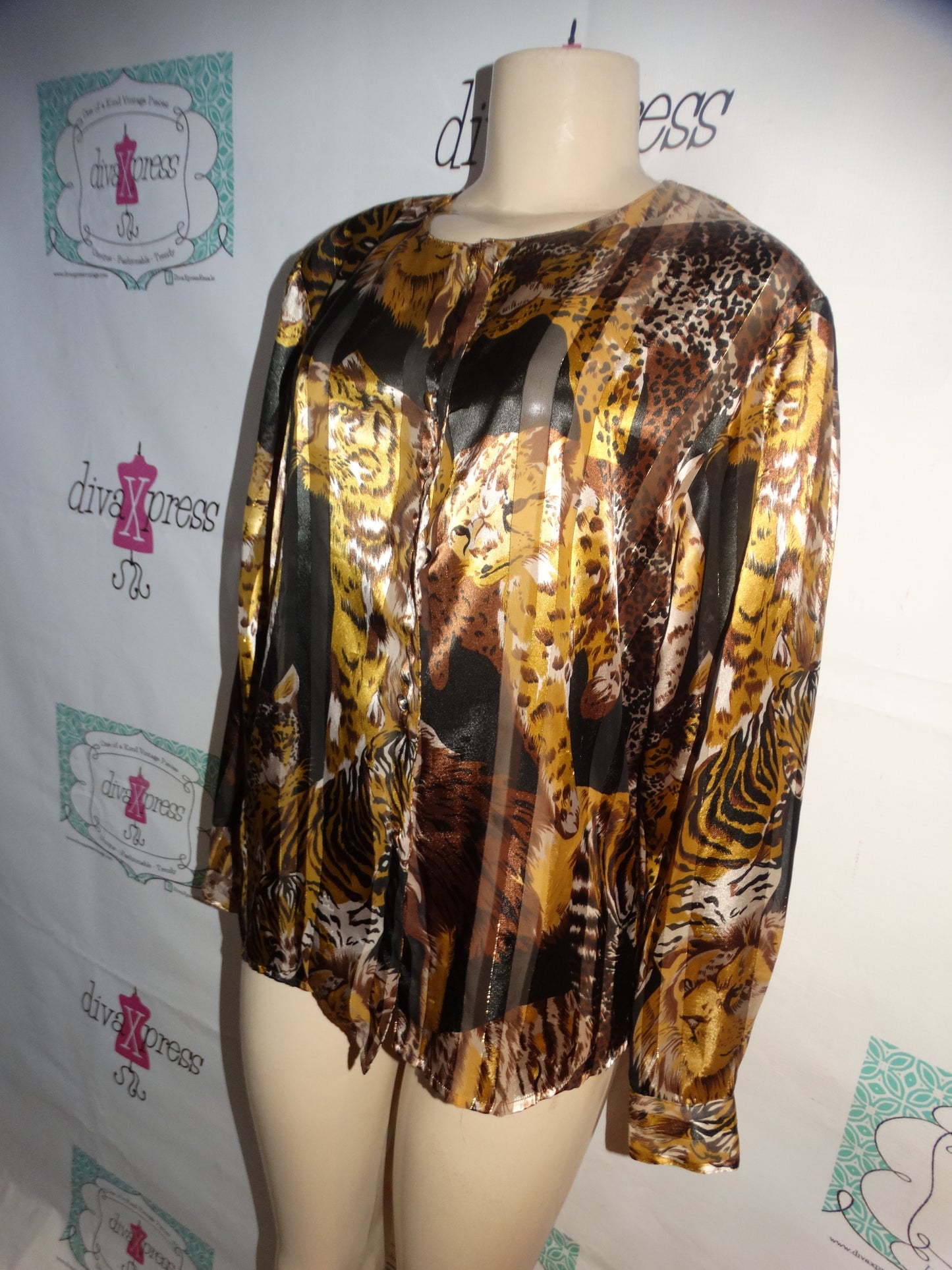 Vintage Martinique Sheer Leopard Blouse Size M