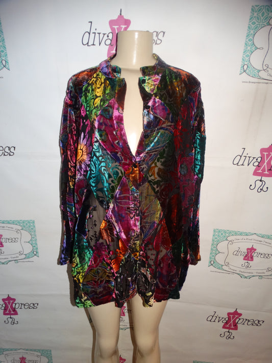 Vintage Chicos Colorful Sheer Blouse Size 3x