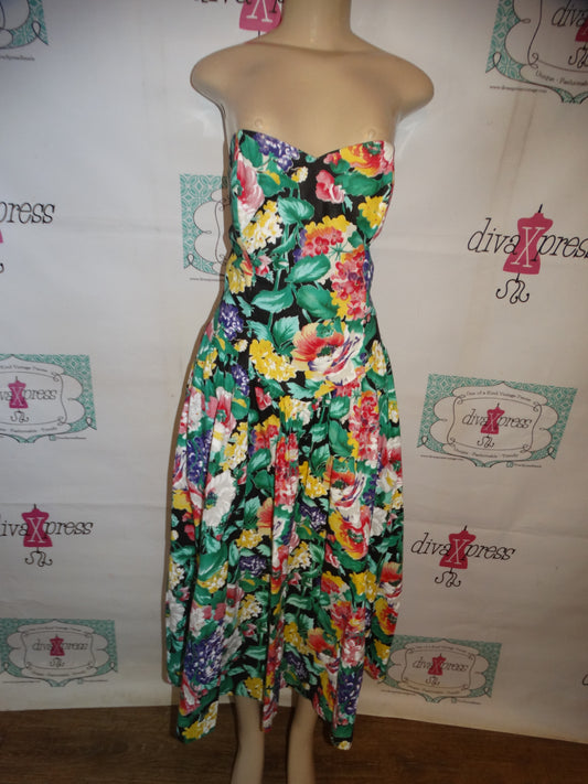 Vintage Kate  Floral Tube Top Dress Size L