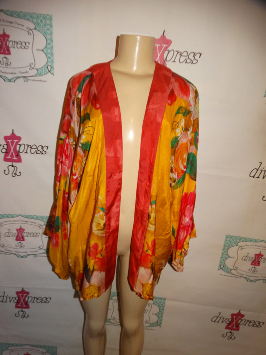 Vintage Power Coral and Mustard Yellow Throw Shirt  Size 1x