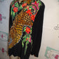 Vintage Diane Gilman Black Silk Tiger Beaded Blouse Size 2x