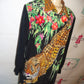 Vintage Diane Gilman Black Silk Tiger Beaded Blouse Size 2x