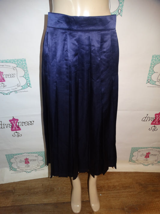 Vintage Authentic Escada Navy Blue PleATED SKIRT Size M