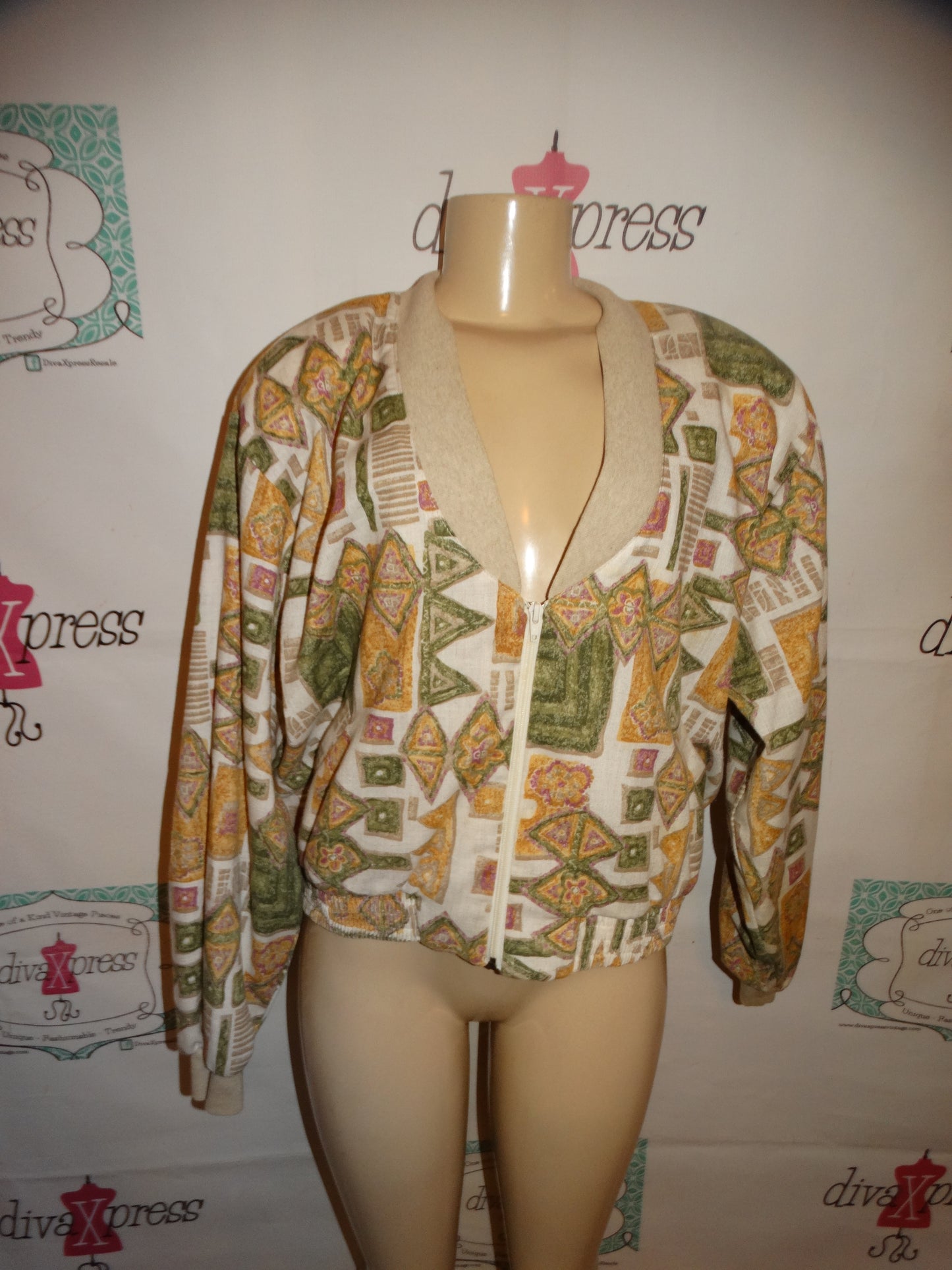 Vintage Snatty Cream Aztec Jacket Size L