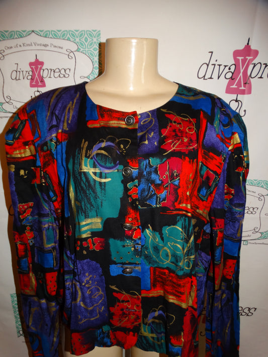 Vintage Special Effects Colorful Blouse Size 1x
