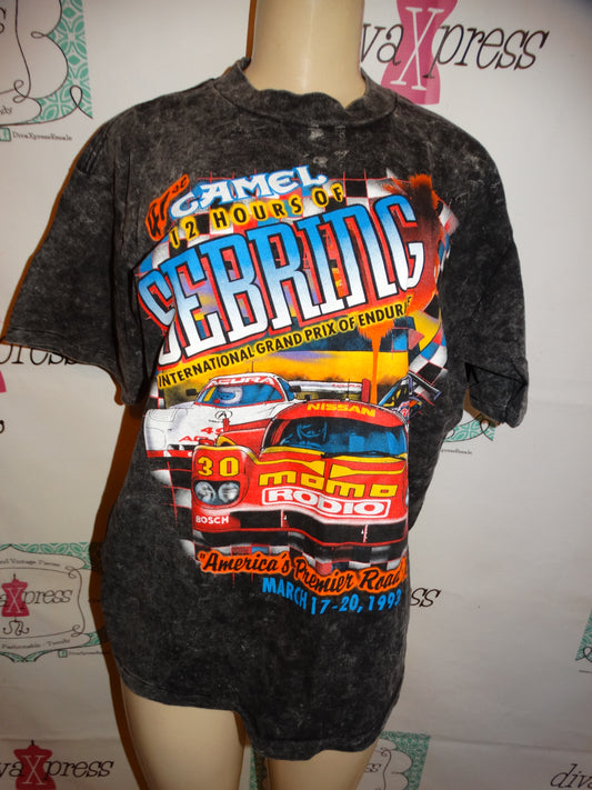 Vintage Camel Sebring Gray Racing T Shirt Size XL