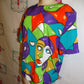 Vintage Reiannasce Colorful Face Shirt Size M