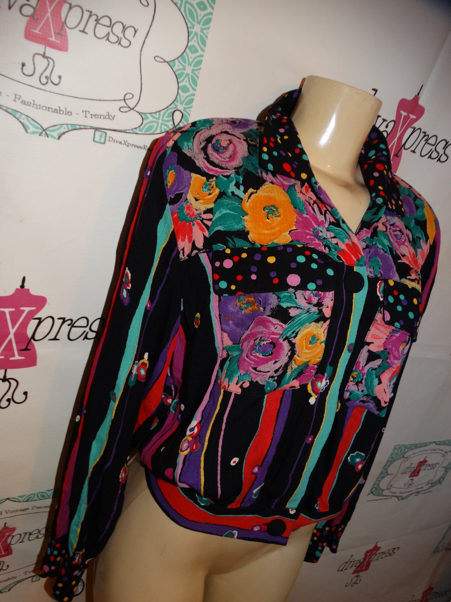 Vintage LIttle Colorful Jacket/Top Size L