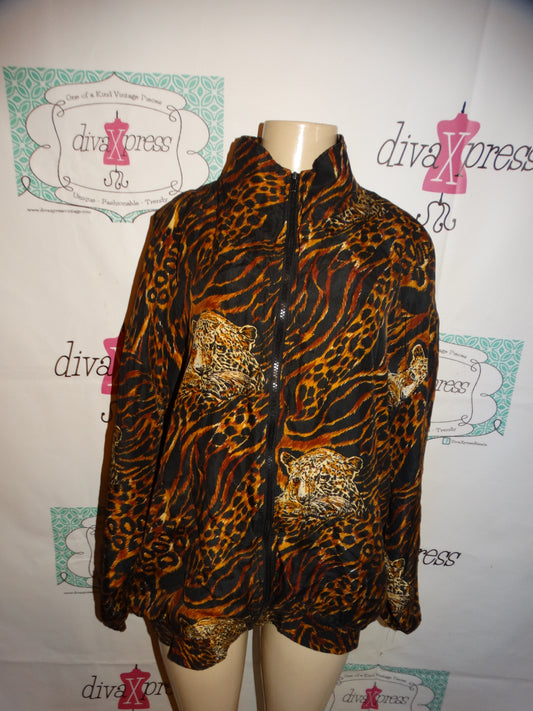 Vintage Leopard Silk Bomber Jacket Size 1x