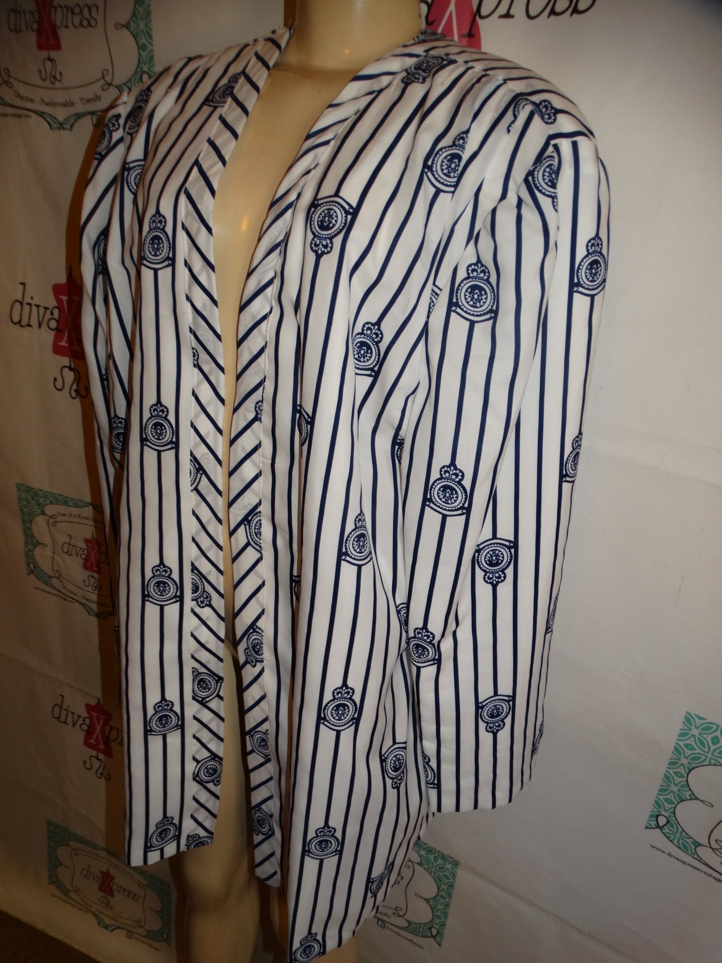 Vintage Blue/White Stripe Blazer Size 1x