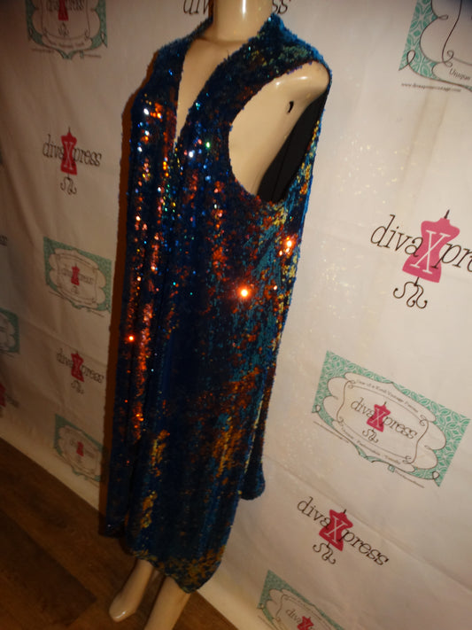Turquoise/Gold Sequins Duster Tie 1x/2x