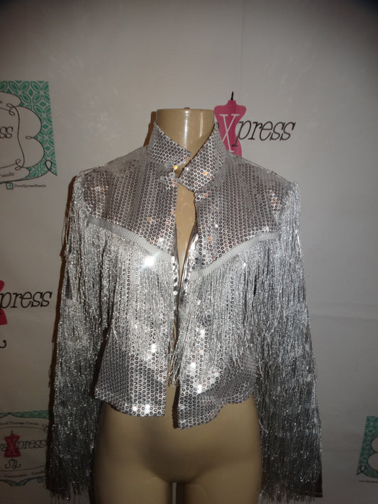 Modern Hero Silver Shimmy Sequins Jacket Size S