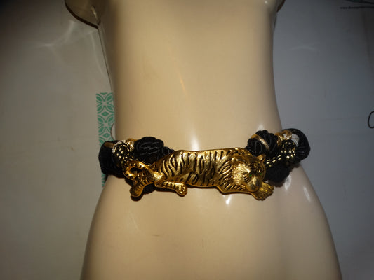 Vintage Tiger Black/Gold Belt. Size M