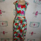 Vintage Kolala Blue Green Floral 3 Piece Gaucho Pants Set Size L