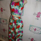 Vintage Kolala Blue Green Floral 3 Piece Gaucho Pants Set Size L