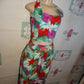 Vintage Kolala Blue Green Floral 3 Piece Gaucho Pants Set Size L