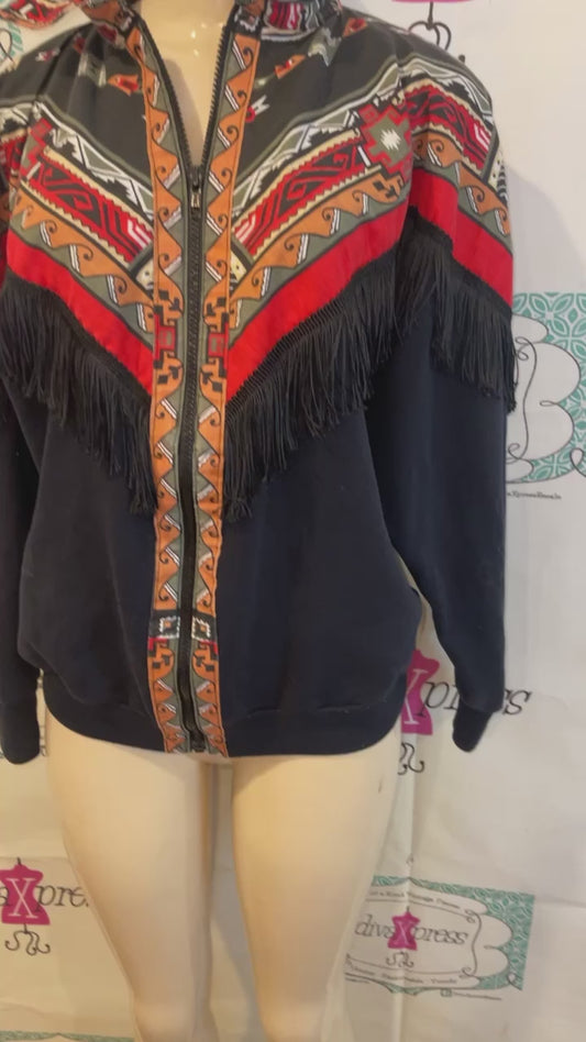 Vintage Black Shingle Aztec JAcket Size M
