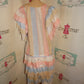 Vintage Pink/Tan Blue Ruffle Dress Size L