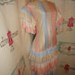 Vintage Pink/Tan Blue Ruffle Dress Size L