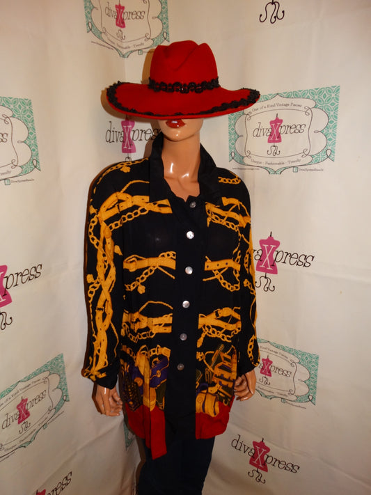 Vintage Kathie Lee Black/Gold Blouse Size 1x