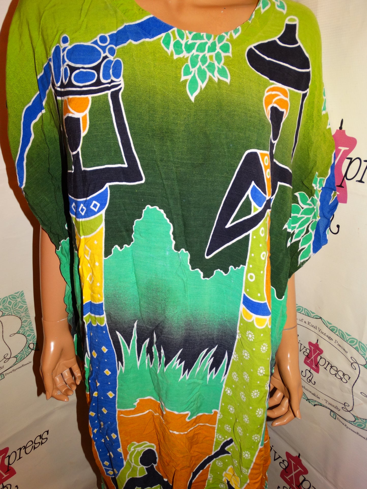 Vintage MAgic Green Colorful Aztec Dress Size L