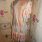 Vintage Pink/Tan Blue Ruffle Dress Size L