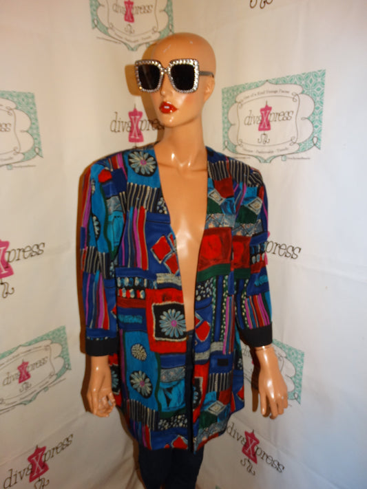 Vintage Kari Korner Purple/Pink  Colorful Blazer Size 2x