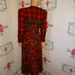 Vintage KArin Stevens Red/GReen/ 2 Piece Skirt Set Size M