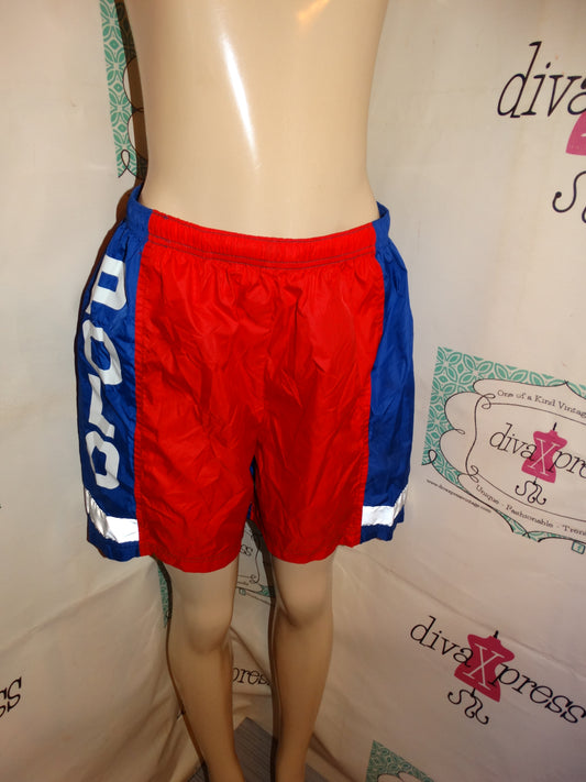 Vintage Polo Sport Red/Blue Nylon Shorts Size M