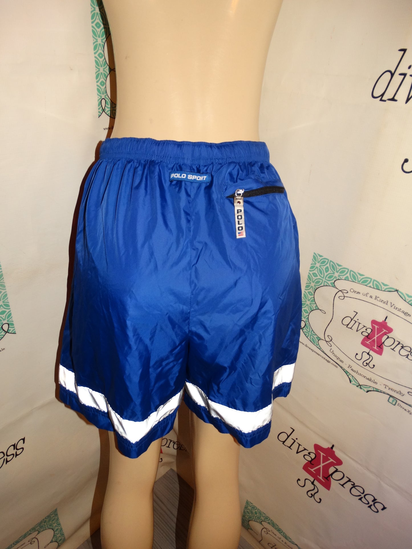 Vintage Polo Sport Red/Blue Nylon Shorts Size M