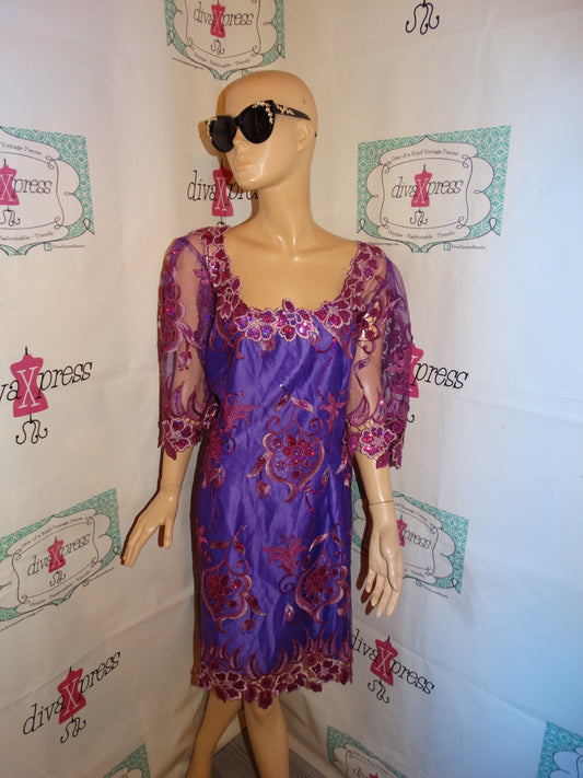 Vintage Purple Handmade Custom Lace Dress Size 1x