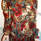 Vintage Tan/Burgundy Floral Off Shoulder Skirt Set Size M