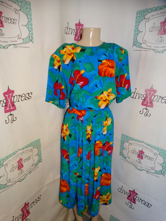 Vintage TAn Jay Blue Colorful 2 Piece Skirt Set Size XL