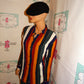Vintage Work Wear Colorful Stripe Blouse SIze S