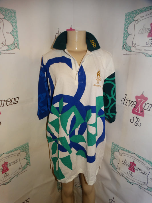 Vintage Olympic White 1996 Collar Shirt Size 1x