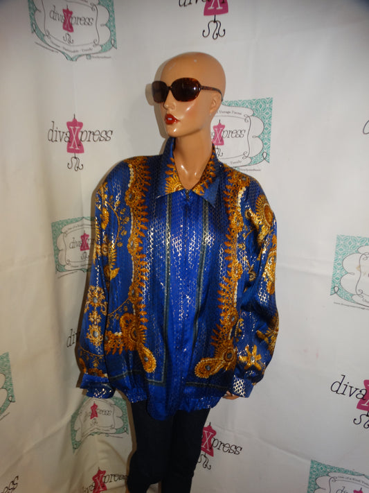Vintage RARE Joey Rich Royal Blue Chain Jacket Size 2x
